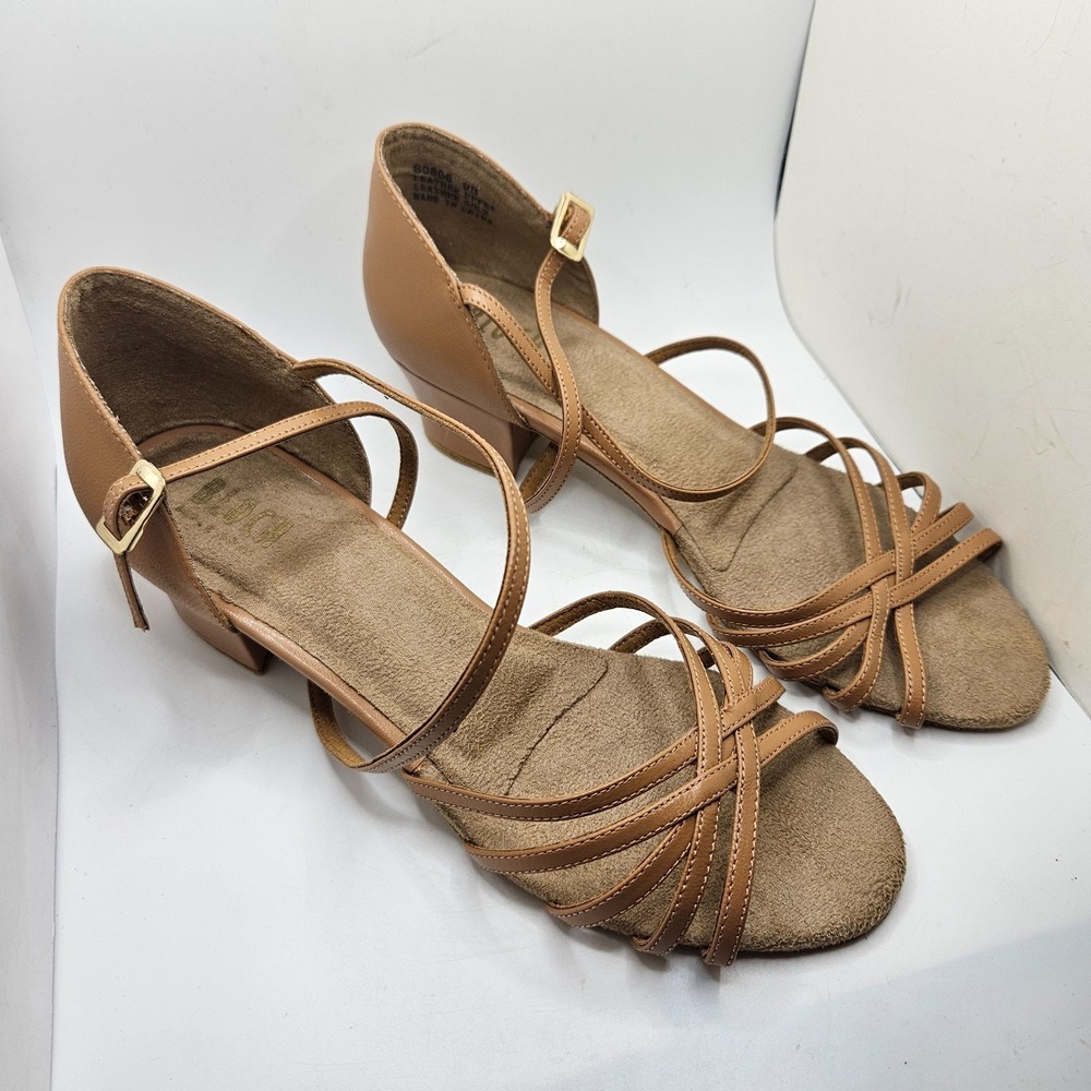 Bloch Annabella Latin Ballroom Dance Shoes Women's Size 9B Natural Leather